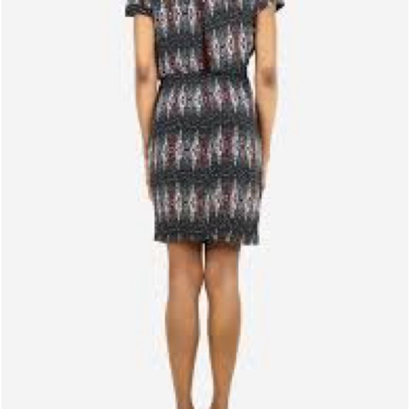 ISABEL MARANT Etoile "Reilly" Draped Silk Dress SZ 1 Black Navy Burgundy - Picture 5 of 5